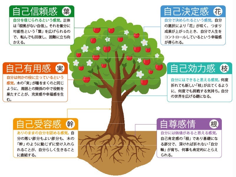 自己肯定感の6つの感を図解